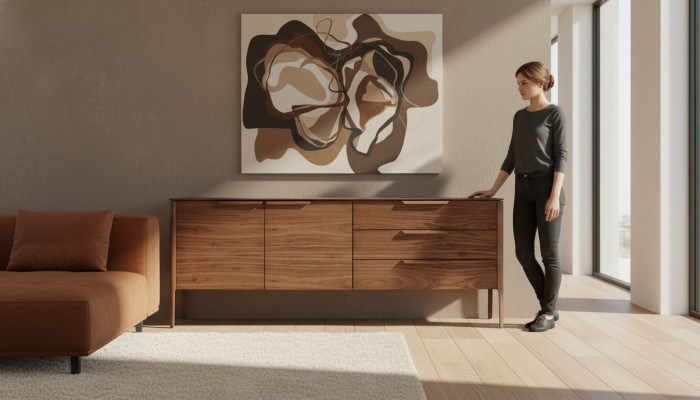 Sideboard Design Beige Luxus Esszimmer Set Kommode mit Holz Sidebaords