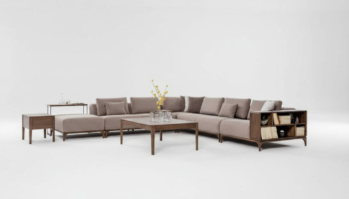Luxus 2tlg Wohnzimmer Set Ecksofa L-form mit Couchtisch Modernes Design