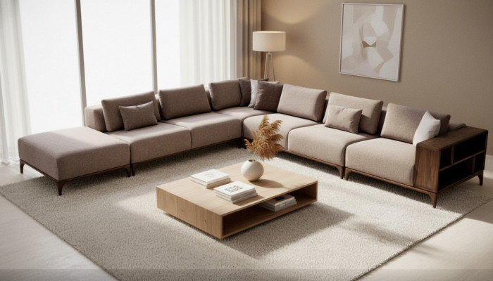 Wohnzimmer Ecksofa L-form Holz Modernen Luxus Design Eckgarnitur Eckcouch