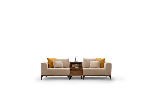 Luxus Wohnzimmer Sofa Modernen Design Holz mit Textilien Zweisitzer