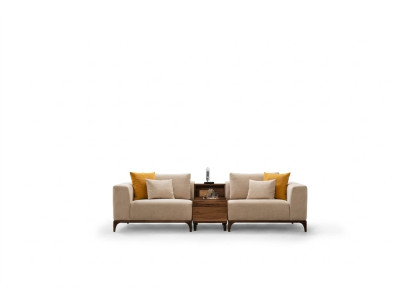 Luxus Wohnzimmer Sofa Modernen Design Holz mit Textilien Zweisitzer