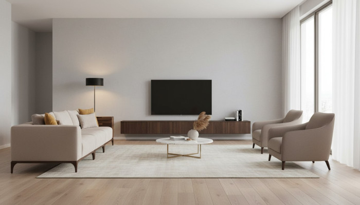 Luxus Wohnzimmer Sofa Modernen Design Holz mit Textilien Dreisitzer