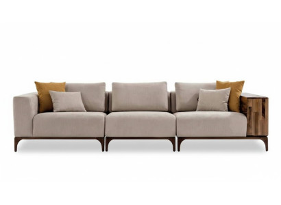 Luxus Wohnzimmer Sofa Modernen Design Holz mit Textilien Dreisitzer