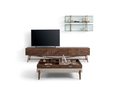 Wohnzimmer Tv-Ständer mit 2x Wandregal Luxus Design Sideboarad Wohnwand