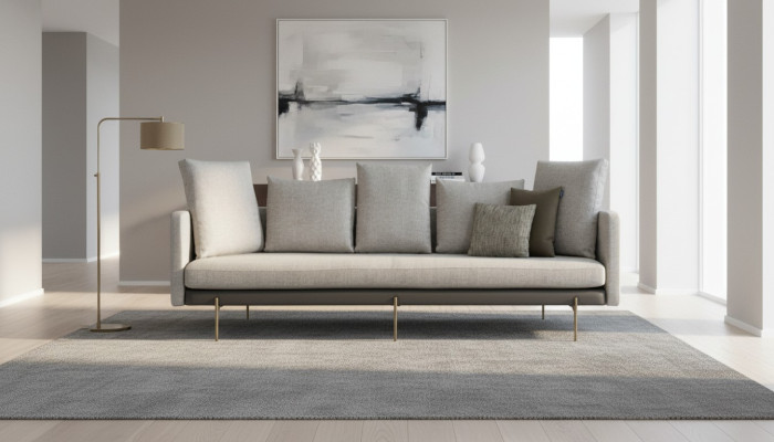 Modern 4 sitzer Sofa Grau Farbe Wohnzimmer Polster Textil Dreisitzer Couch