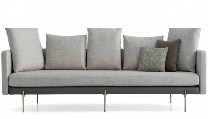Modern 4 sitzer Sofa Grau Farbe Wohnzimmer Polster Textil Dreisitzer Couch