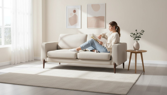 Luxus Wohnzimmer Sofa Modernen Design Holz mit Textilien Couchen Sofas