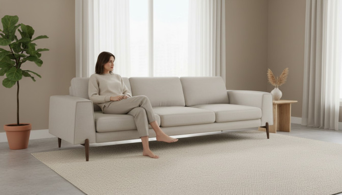 Luxus Sofa Grau Farbe Wohnzimmer Polster Textil Dreisitzer Couch Couchen