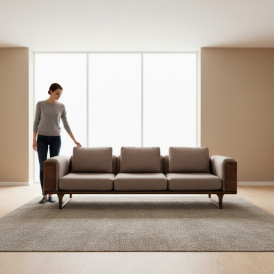 Luxus Wohnzimmer Sofa Modernen Design Holz mit Textilien 270cm Big Sofas