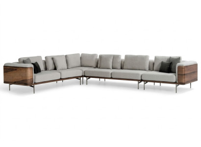 Wohnzimmer Ecksofa L-form Holz Modernen mit Luxus Designen Eckgarnitur