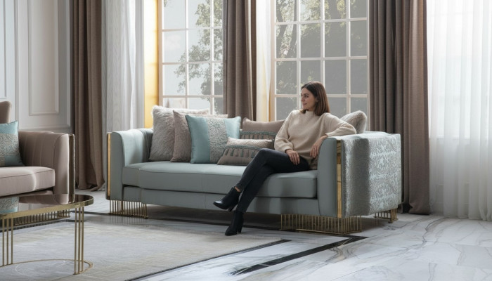Turkis Couch Dreisitzer Couchen Möbel Sofa Elegante Villen Einrichtung
