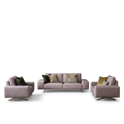 Stilvolle Sofa 3 Sitzer Rosa Wohnzimmer Modernen Design Sofas Couchen