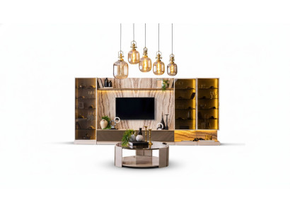 Elegant Wohnwand Wohnzimmer Anbau Wand 388cm Luxus Wohnwände Sideboard