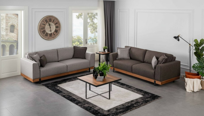 Luxus Sofagarnitur Set Braunes Sofa 3+3 Sitzer Stoffsofa Luxus Designen