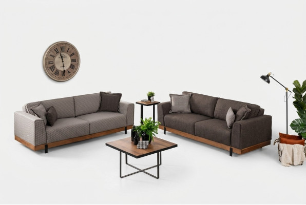 Luxus Sofagarnitur Set Braunes Sofa 3+3 Sitzer Stoffsofa Luxus Designen