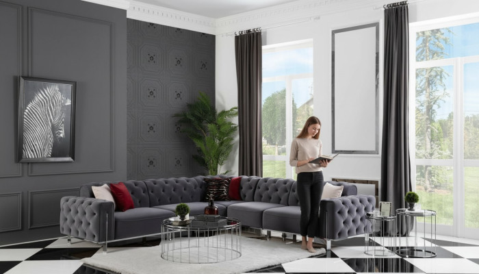 Chesterfield Eckgarnitur Eckcouch Sofa Couch Polster Ecksofa Möbel