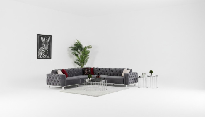 Chesterfield Eckgarnitur Eckcouch Sofa Couch Polster Ecksofa Möbel