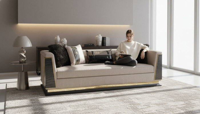 Klassisch Sofa 3 Sitzer Design Wohnzimmer Möbel Dreisitzer Stoffsofa