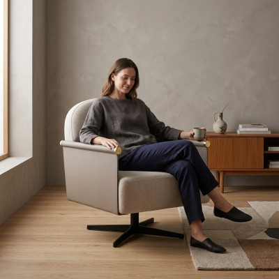 Stilvoller Sessel luxuriöser Lounge Club Drehstuhl Stuhl Design Wohnzimmer