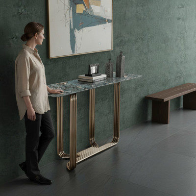Konsolentisch Holz Tisch Konsole Luxus Konsolentische Design Edelstahl