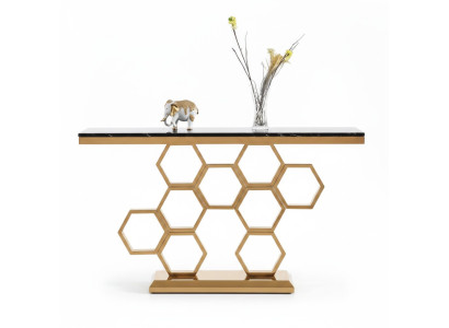 Konsolentisch Edelstahl Gold Wohnzimmer Möbel Konsolen 140cm Neu