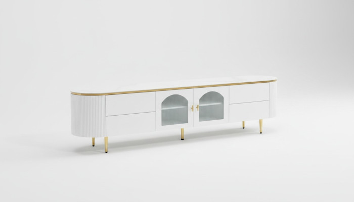 Ovaler Fernseh Ständer rtv Lowboard tv Sideboard Wohnzimmer Holz Möbel