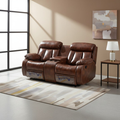 Sofa 2 Sitzer Couch Polster Designer Relax Funktion Wohnzimmer Braun Neu
