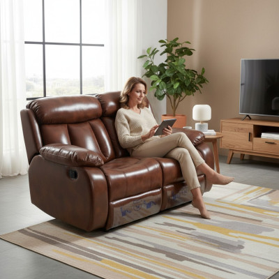 Sofa 2 Sitzer Design Polster Modern Leder Stoff Wohnzimmer Zweisitzer