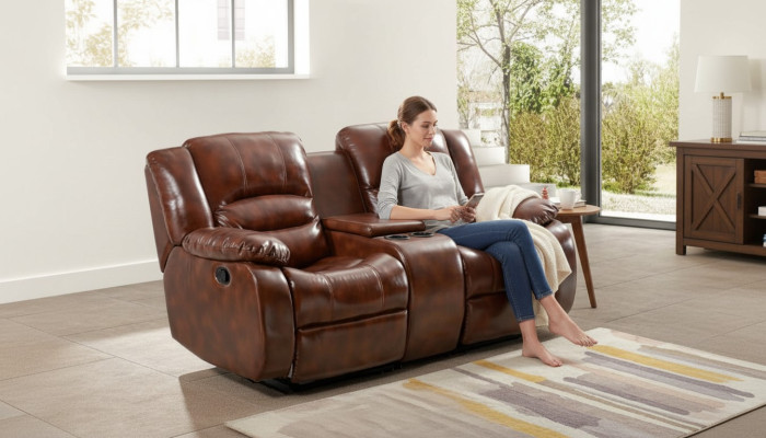 Sofa 2 Sitzer Design Sofas Polster Couchen Relax Braun Wohnzimmer