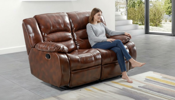 Wohnzimmer Sofa 2 Sitzer Moderne Couch Polster Sitzer Sofa Braun Holz