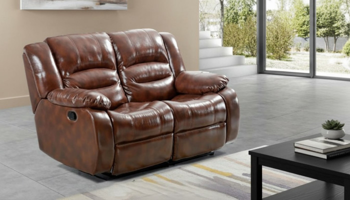 Wohnzimmer Sofa 2 Sitzer Moderne Couch Polster Sitzer Sofa Braun Holz