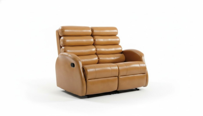 Moderne Zweisitzer Couch Kunstleder Design Sofa Sitz Wohnzimmer Möbel Braun
