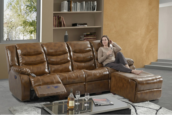 Luxus Möbel Sofa 4 Sitzer Pouff Couch Design Polster Relax Wohnlandschaft