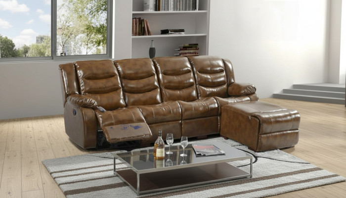 Luxus Möbel Sofa 4 Sitzer Pouff Couch Design Polster Relax Wohnlandschaft