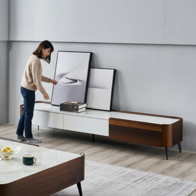 TV Ständer RTV Lowboard Weiß Tisch Holz Modern Wohnzimmer Sideboard