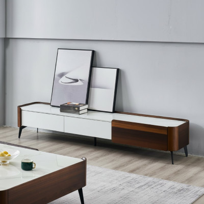 TV Ständer RTV Lowboard Weiß Tisch Holz Modern Wohnzimmer Sideboard