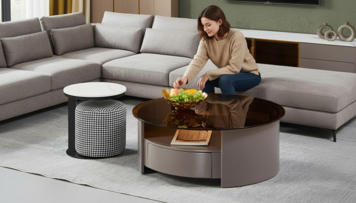 Grauner Couchtisch Tisch Beistelltisch Kaffeetisch Luxus Design Modern
