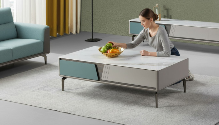 Couchtisch Tisch Design Tische Wohnzimmer Holztisch Grau Neu