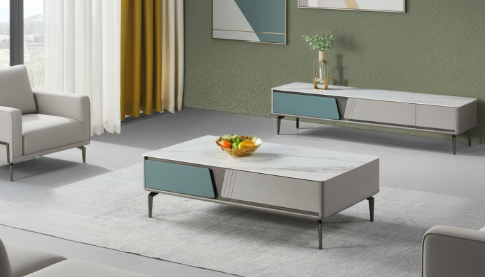 Couchtisch Tisch Design Tische Wohnzimmer Holztisch Grau Neu