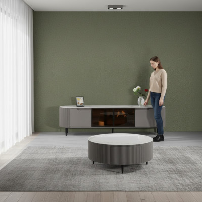 rtv Lowboard tv ständer Sideboard Holz Grau Luxus Wohnzimmer Design