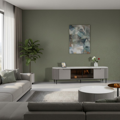 rtv Lowboard tv ständer Sideboard Holz Grau Luxus Wohnzimmer Design