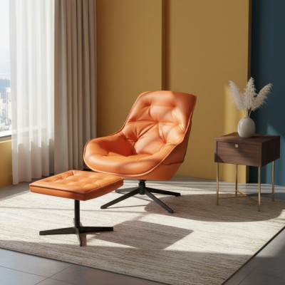 Klassische Design Polster Sessel Set Chesterfield Sitz Garnitur + Hocker