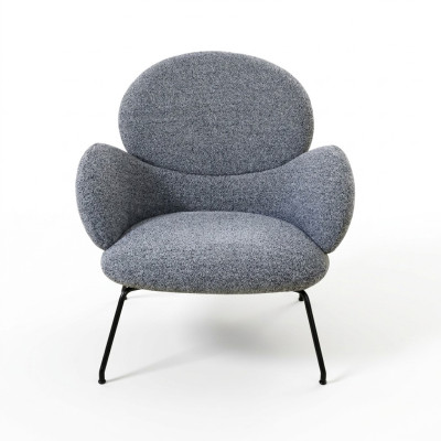 Sessel-Stuhl Polsterstuhl Samt Loungesessel Wohnzimmer Esszimmmer Grau