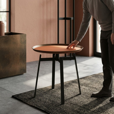 Wohnzimmer Runder Couchtisch orange Stil Moderne Edelstahl Tische Tisch
