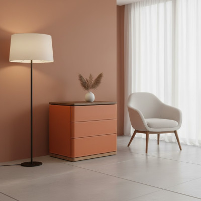 SchlafZimmer Nachttisch Design Neu Material Holz Luxus orange