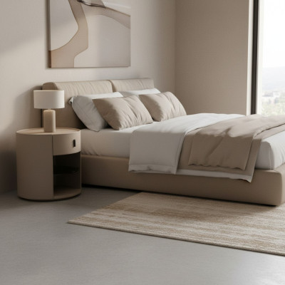 Beiger Designer Nachttisch Luxus Nachtkonsole Schlafzimmer Möbel Stil