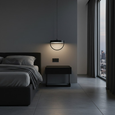 Schlafzimmer Nachttisch Schwarzer Stilvoller aus Holz und Edelstahl Neu