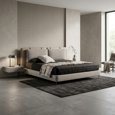 Schlafzimmer Großes Doppelbett stilvolles Bett Holz neu Luxus Modern