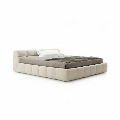 Weiß beige Bett Schlafzimmer Betten Doppelbetten Schlafbetten Textil