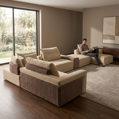 Wohnzimmer Ecksofa U-Form Couch Sitz Polster Garnitur Modern Sofa Neu